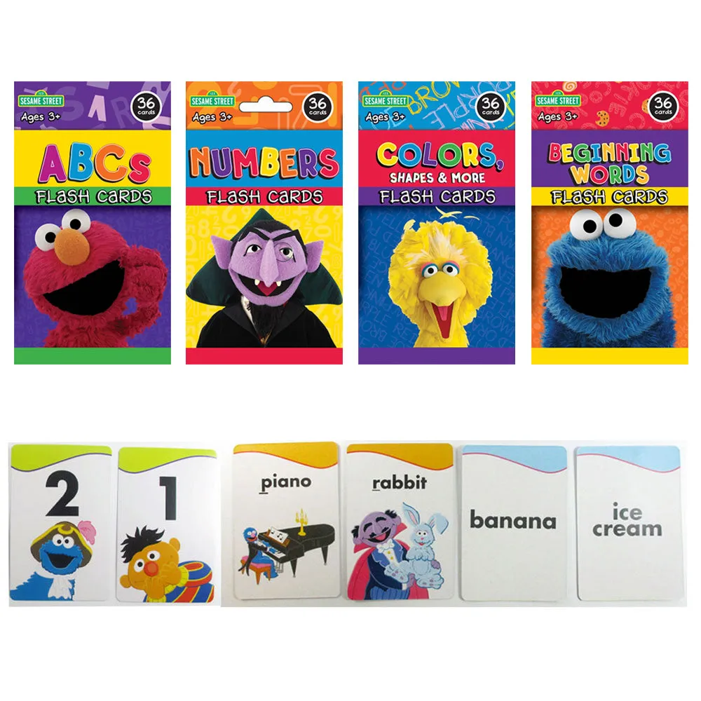 2X Sesame Street Flash Card Beginning Words Fun Game Kid Learn Practice Toddlers