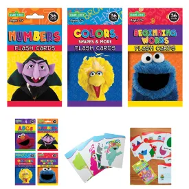 3 Sesame Street Flash Card Beginning Words Numbers Alphabet ABC Learning Kid Fun