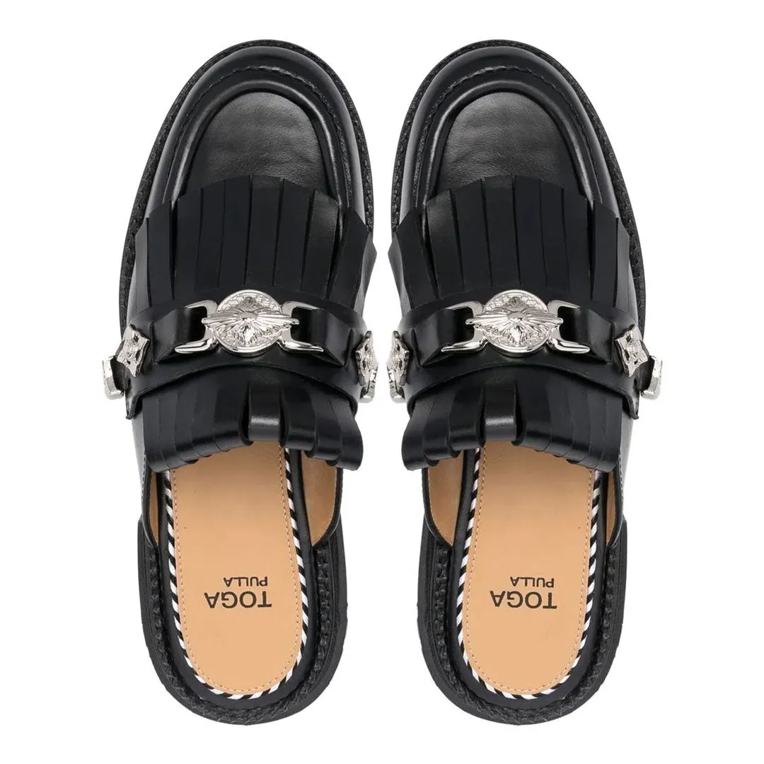 AJ1195 SLIP ON LOAFERS BLACK HARD LEATHER