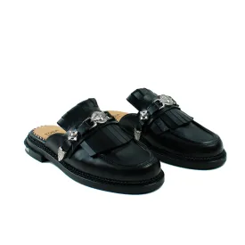 AJ1195 SLIP ON LOAFERS BLACK HARD LEATHER