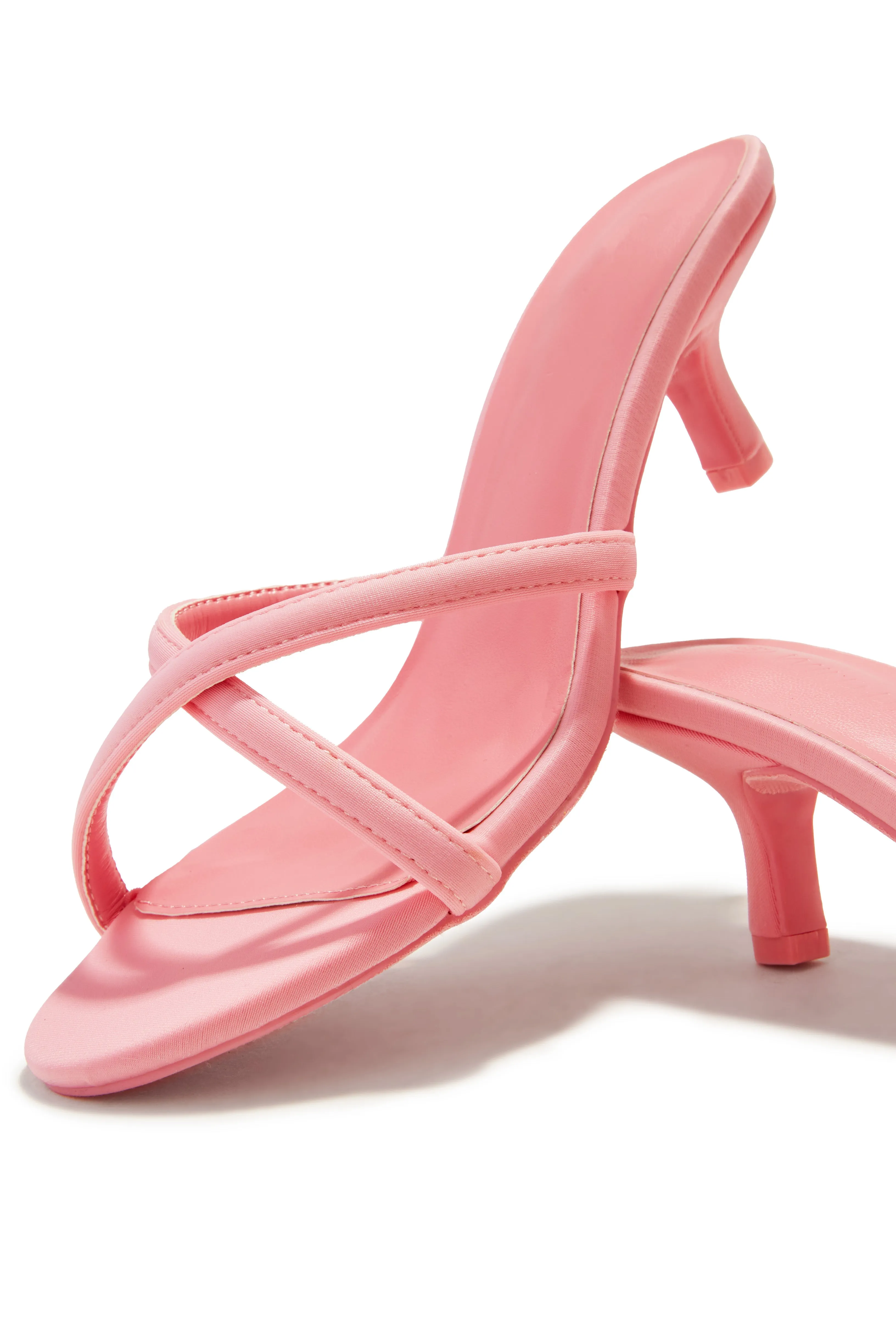 Aylina Kitten Heel Mules - Pink
