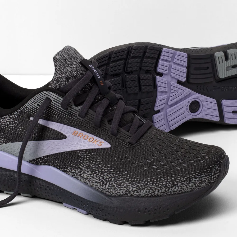 Brooks Women's Ghost 16 Sneaker in Ebony/Lavender/Copper