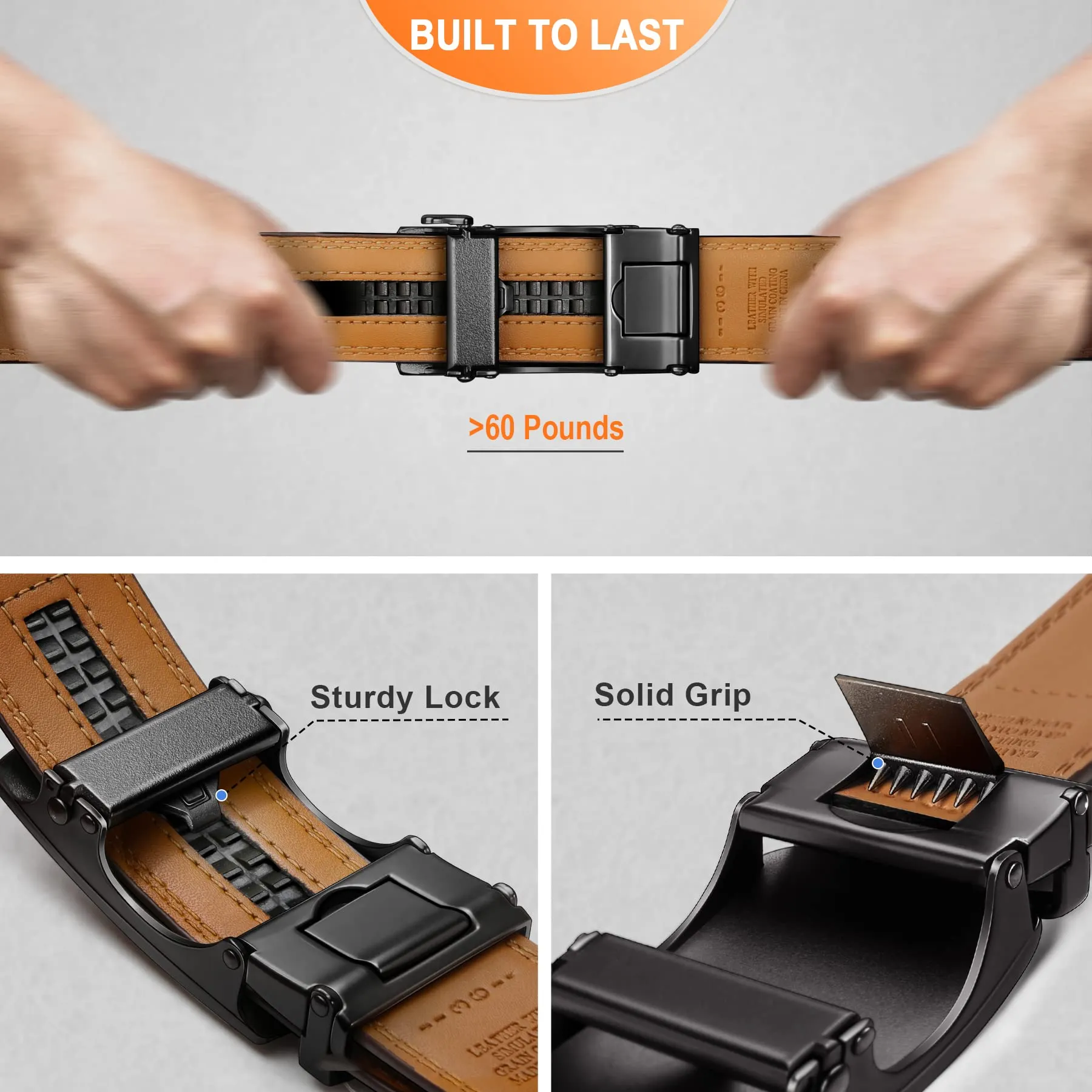 BULLIANT Men's Belt, Slide Ratchet Belt For Gift Men Dress Pant Shirt Oxfords,Trim To Fit(Black,30"-36" Waist Adjustable)