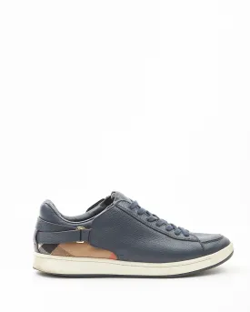 Burberry Navy Leather Check Canvas Sneaker - 39
