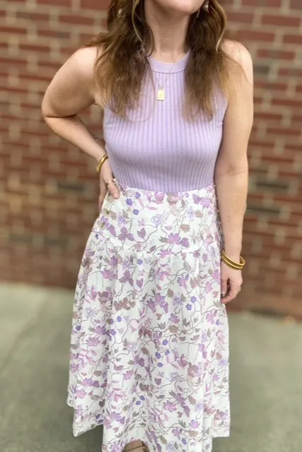Button-Front Wrap Midi Skirt