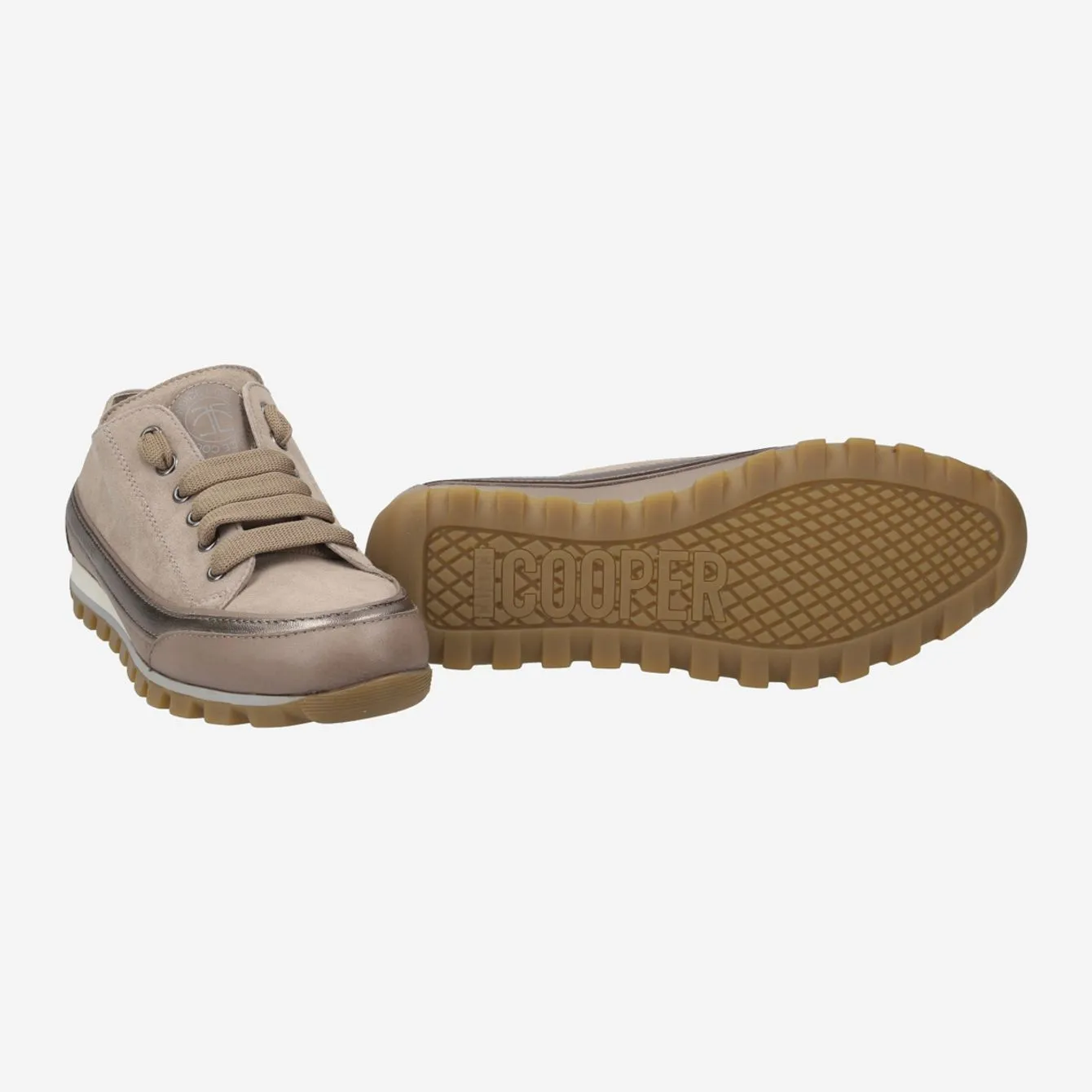 Candice Cooper Janis Low Sneaker Strip Taupe Gold Metallic