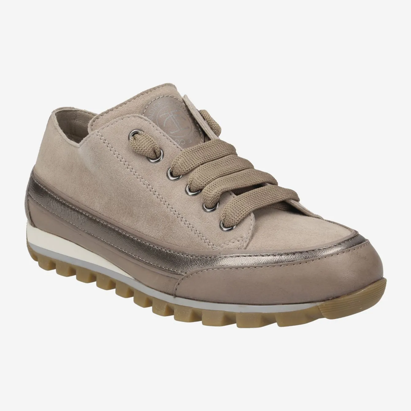 Candice Cooper Janis Low Sneaker Strip Taupe Gold Metallic