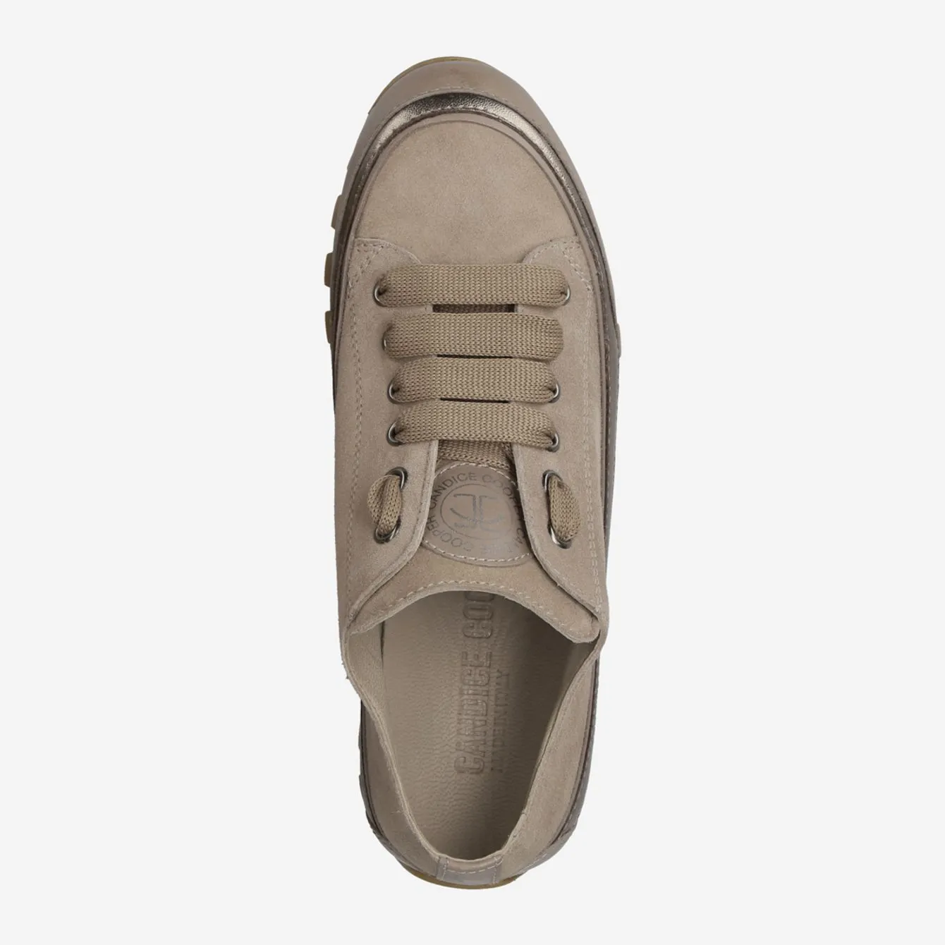 Candice Cooper Janis Low Sneaker Strip Taupe Gold Metallic