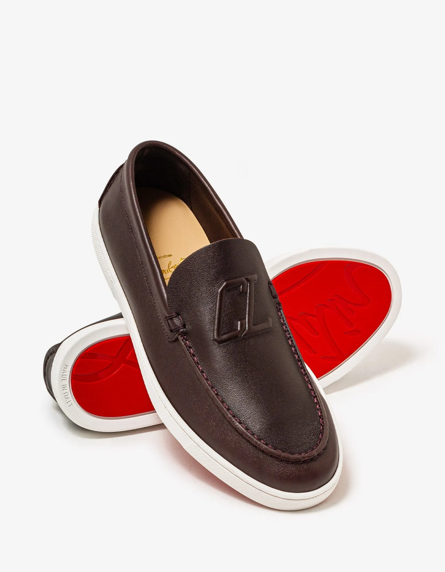Christian Louboutin Varsiboat Brown Leather Boat Shoes