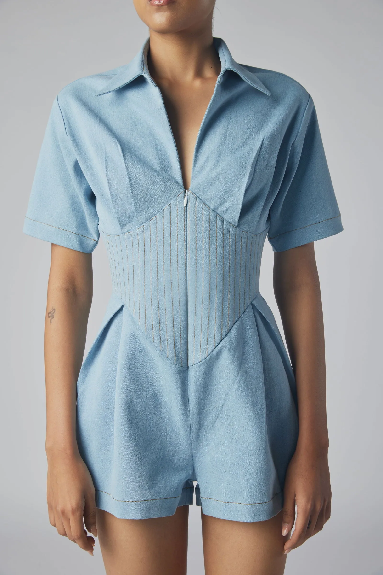 DENIM MEXI PLAYSUIT
