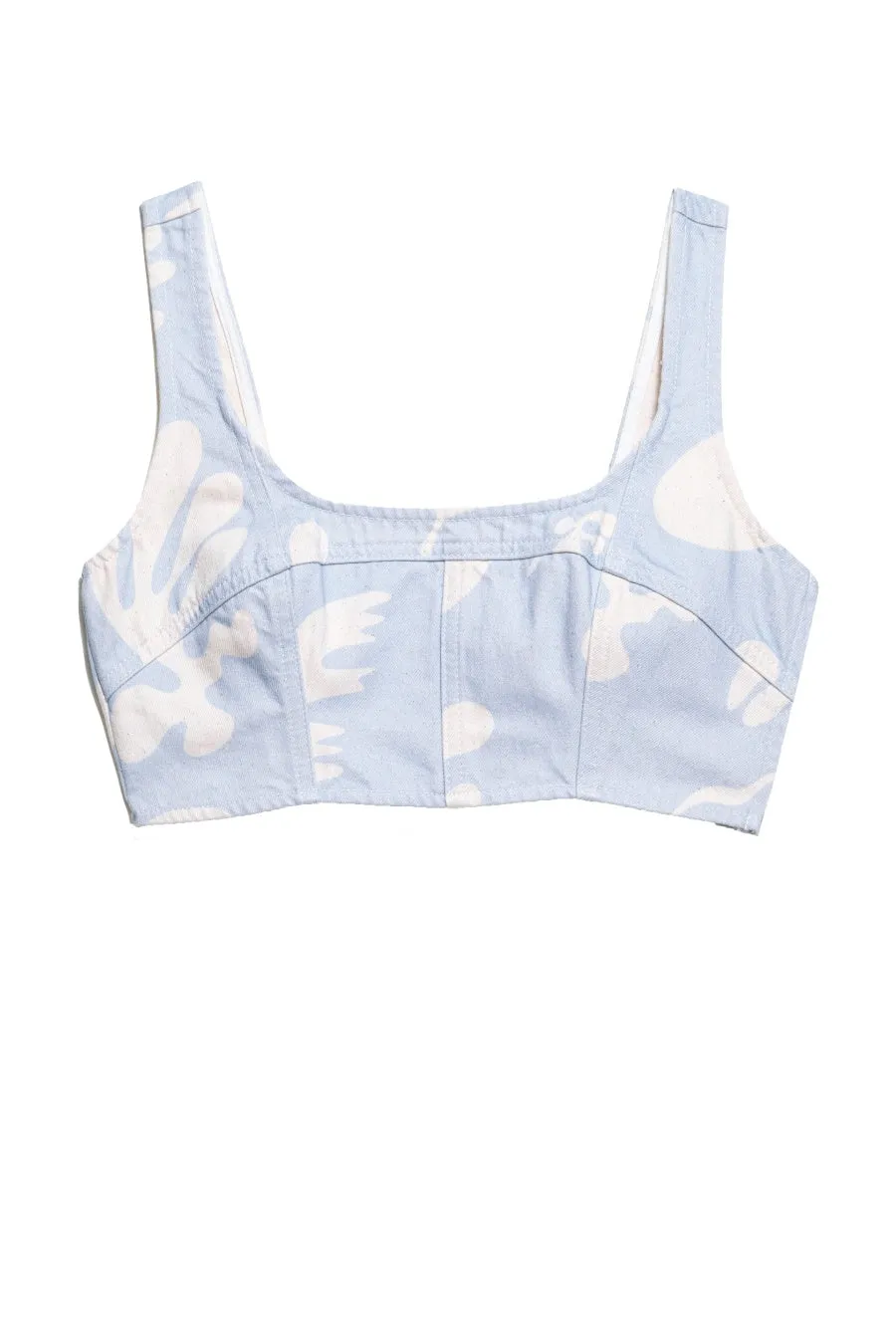 Frame Denim Seamed Denim Bustier Top - Tropical Chambray