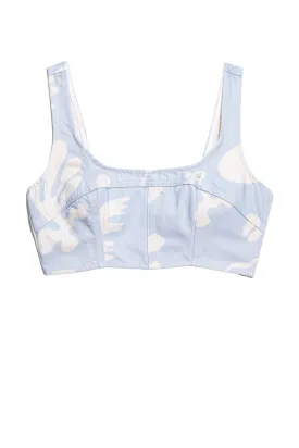 Frame Denim Seamed Denim Bustier Top - Tropical Chambray