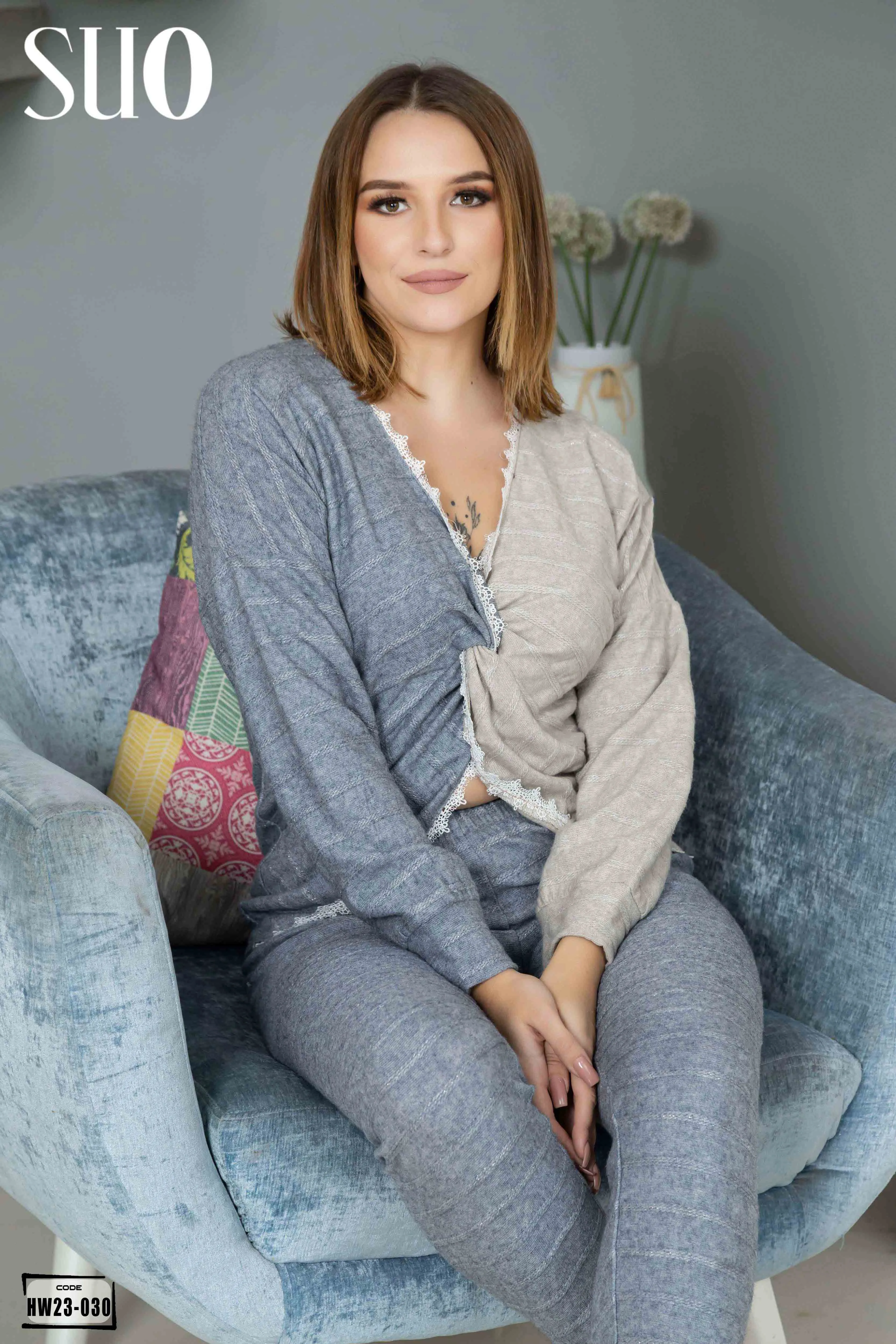 Half & Half Pijama Set inlay with Elegant