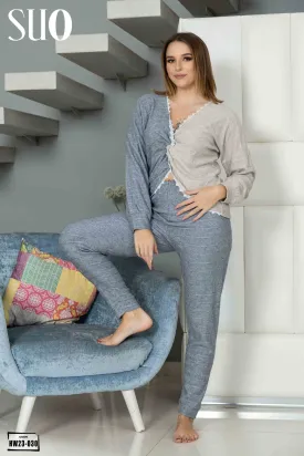 Half & Half Pijama Set inlay with Elegant