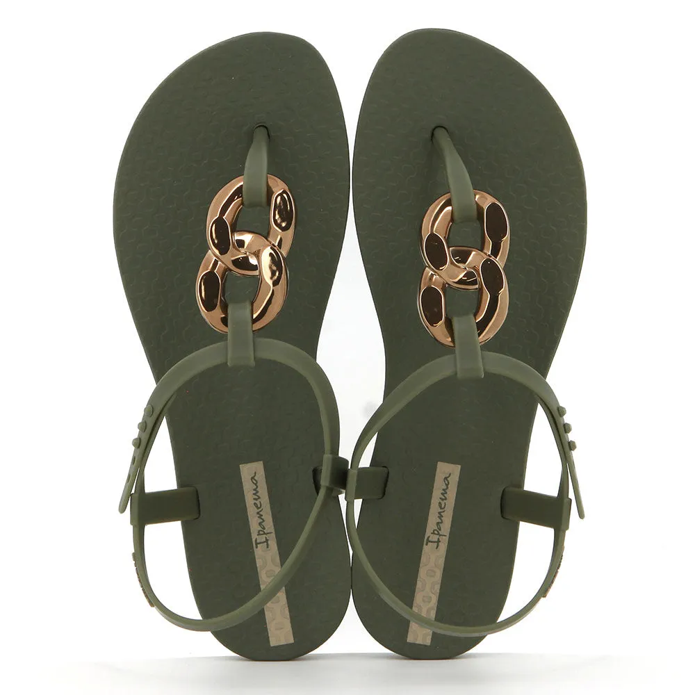 Ipanema Slingback Sandal With Trim  - Green/Gold