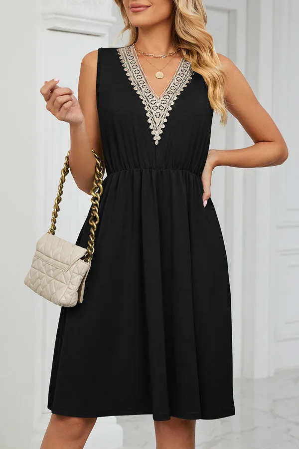 Jacquard Round Neck Trendy Sleeveless Casual Dress