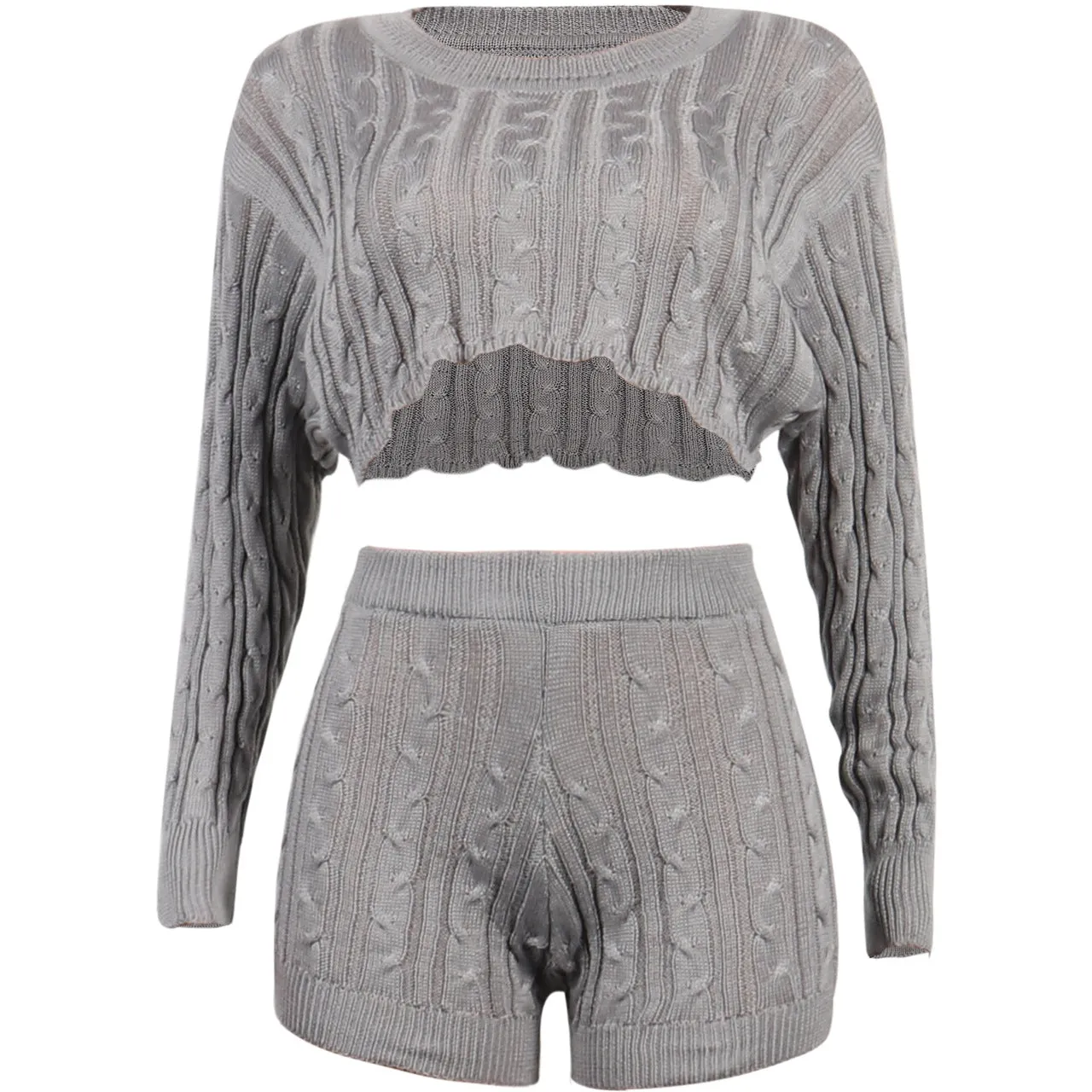 Long Sleeve Sweater Sets Cable Knit