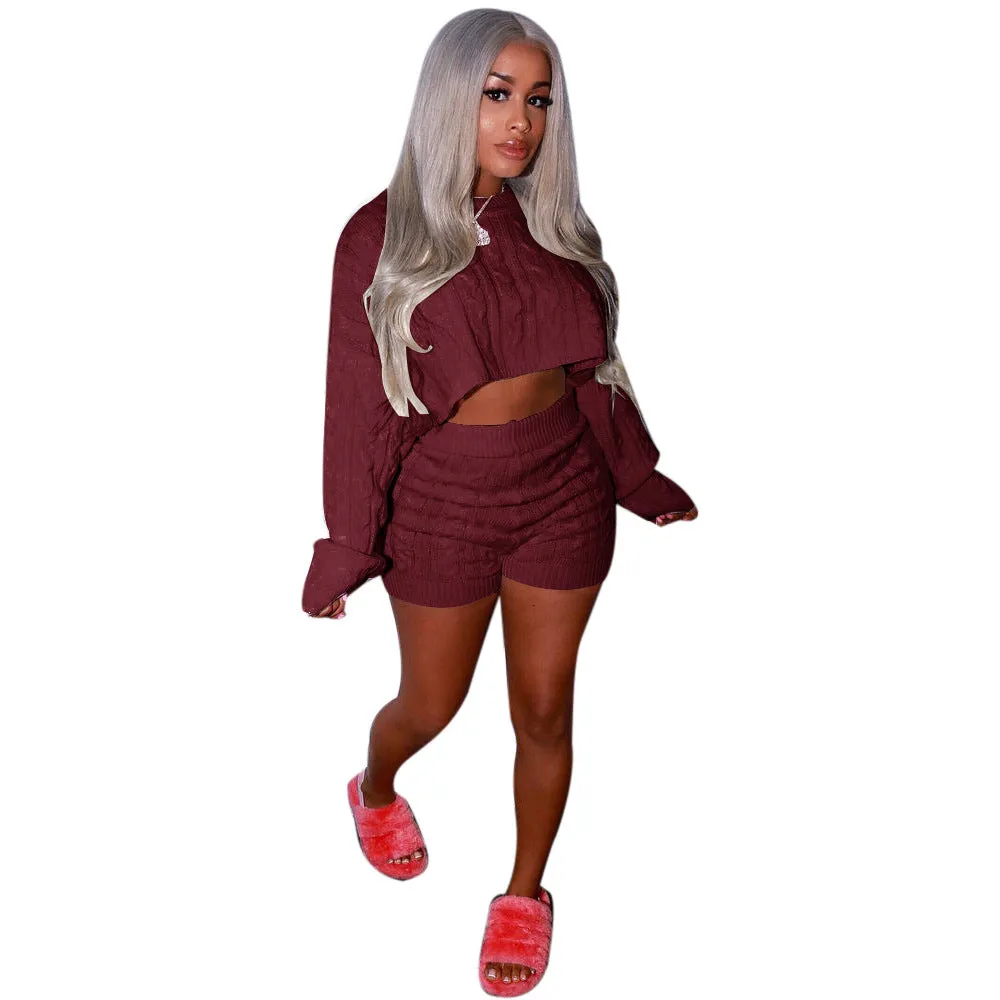 Long Sleeve Sweater Sets Cable Knit