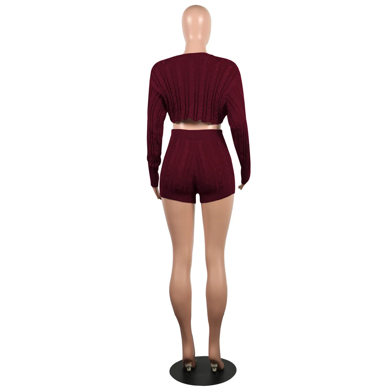 Long Sleeve Sweater Sets Cable Knit