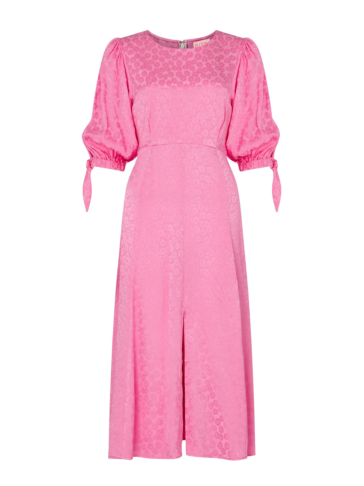 Lorelle Pink Daisy Jacquard Midi Dress