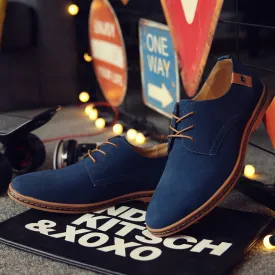 Men British Style Suede Oxfords Lace Up Business Formal Casual Shoes