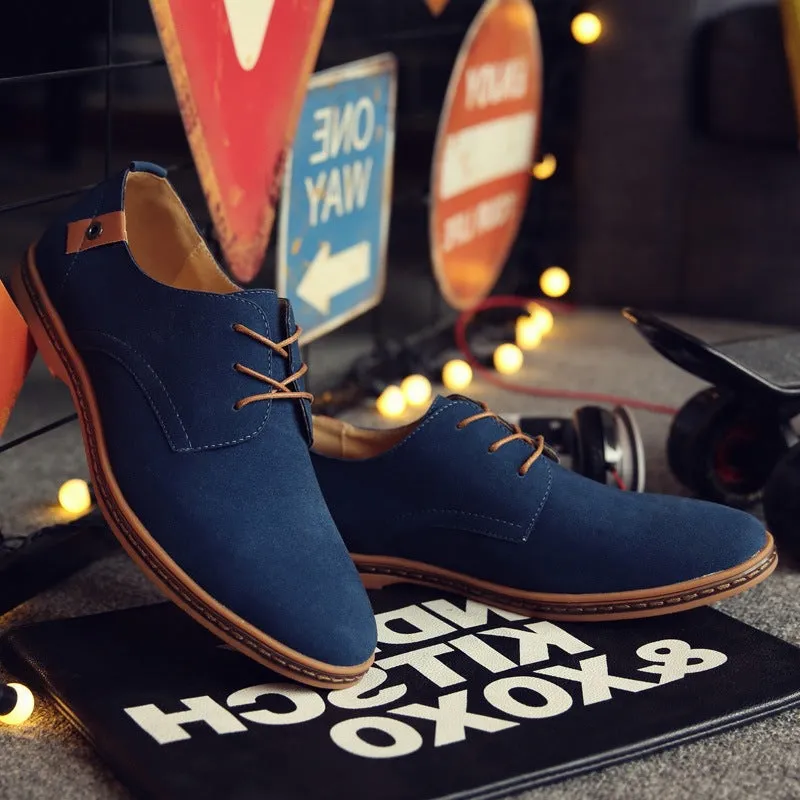Men British Style Suede Oxfords Lace Up Business Formal Casual Shoes