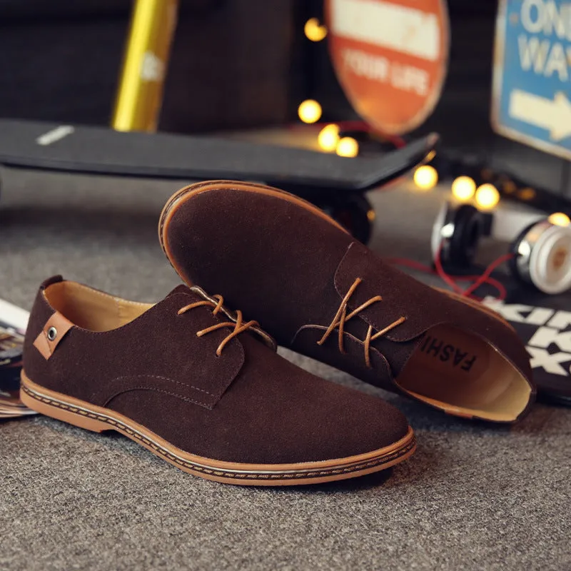 Men British Style Suede Oxfords Lace Up Business Formal Casual Shoes