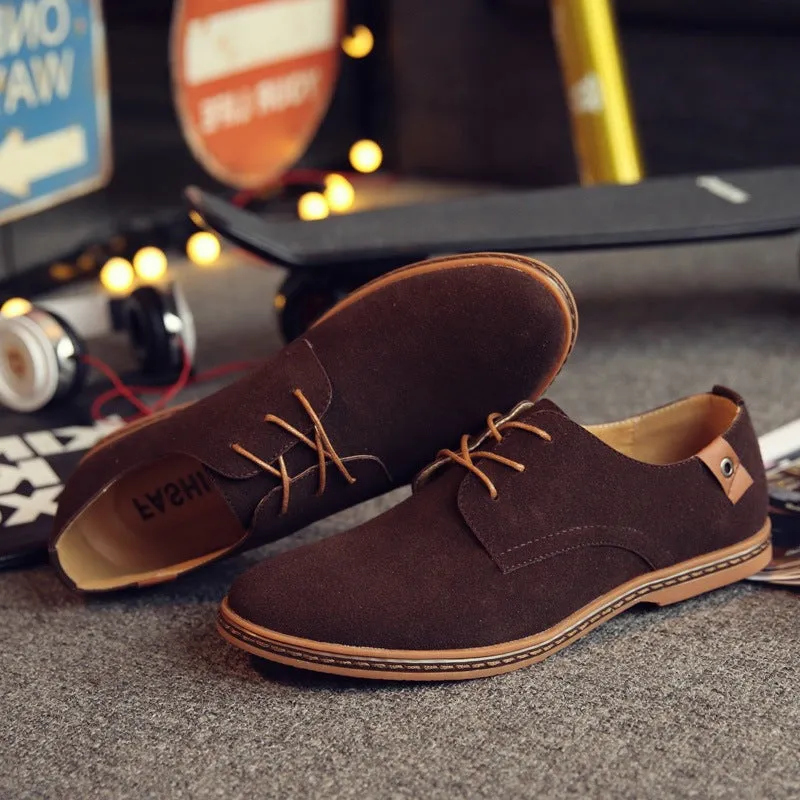 Men British Style Suede Oxfords Lace Up Business Formal Casual Shoes