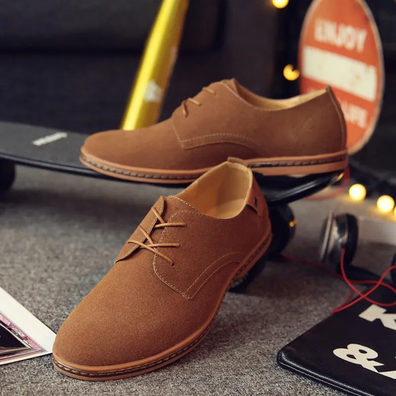 Men British Style Suede Oxfords Lace Up Business Formal Casual Shoes