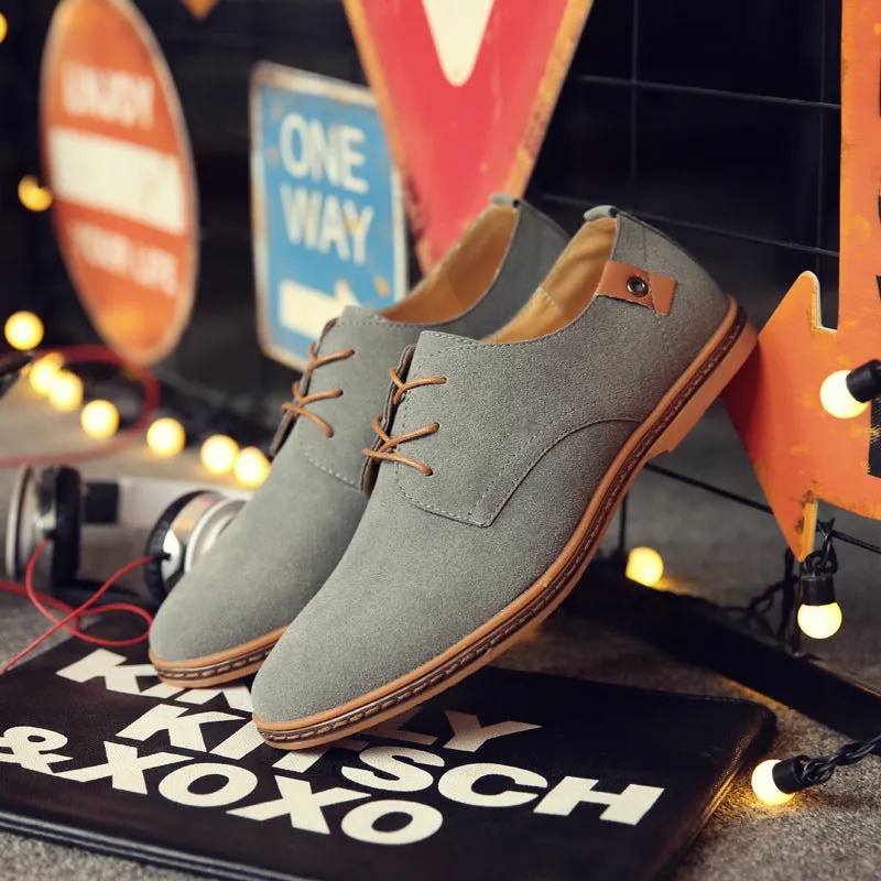 Men British Style Suede Oxfords Lace Up Business Formal Casual Shoes