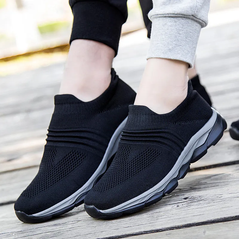 Men/Women Flyknit Breathable Sneakers Slip On Shoes