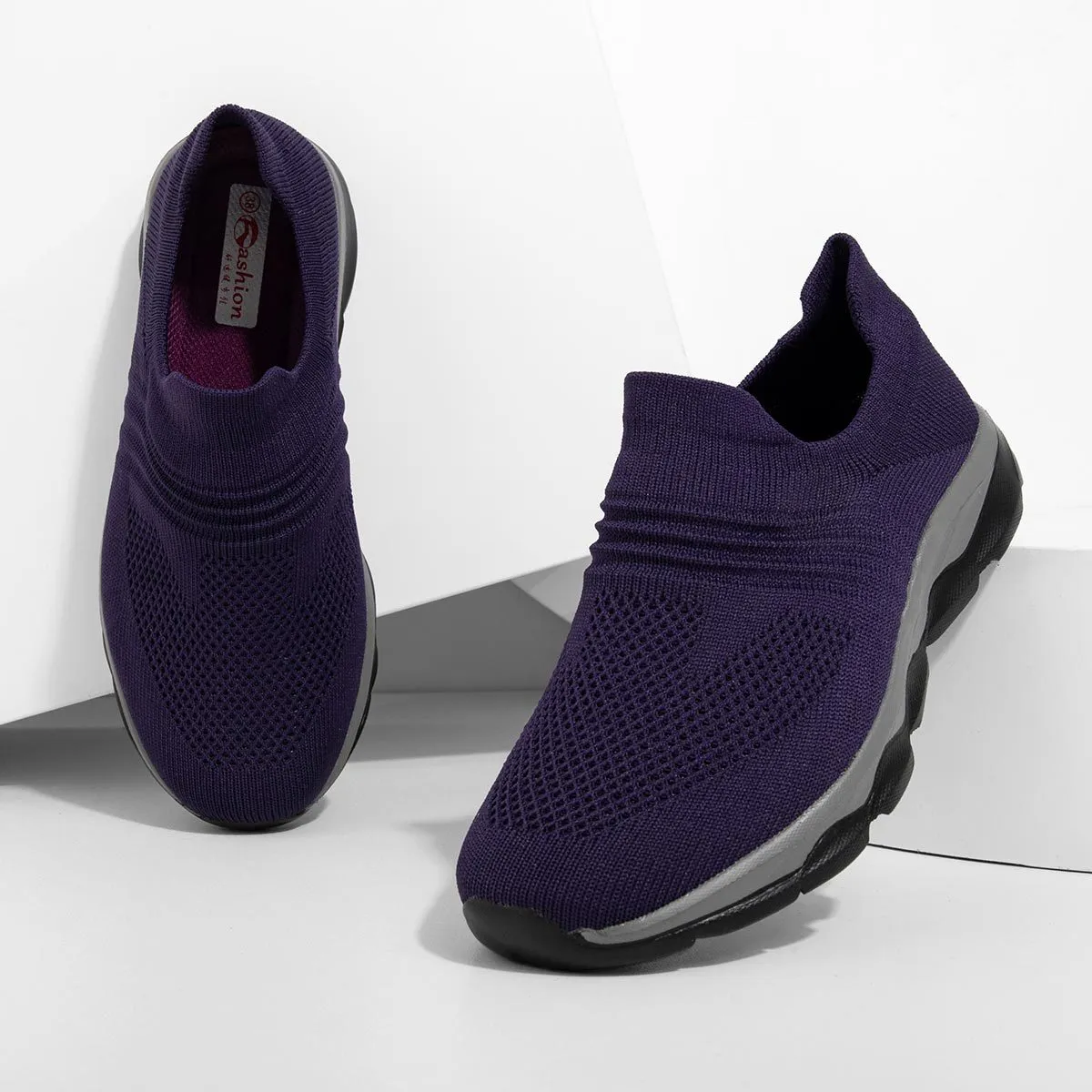 Men/Women Flyknit Breathable Sneakers Slip On Shoes