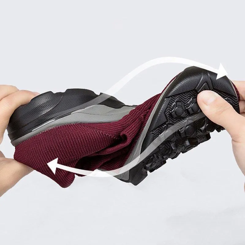 Men/Women Flyknit Breathable Sneakers Slip On Shoes