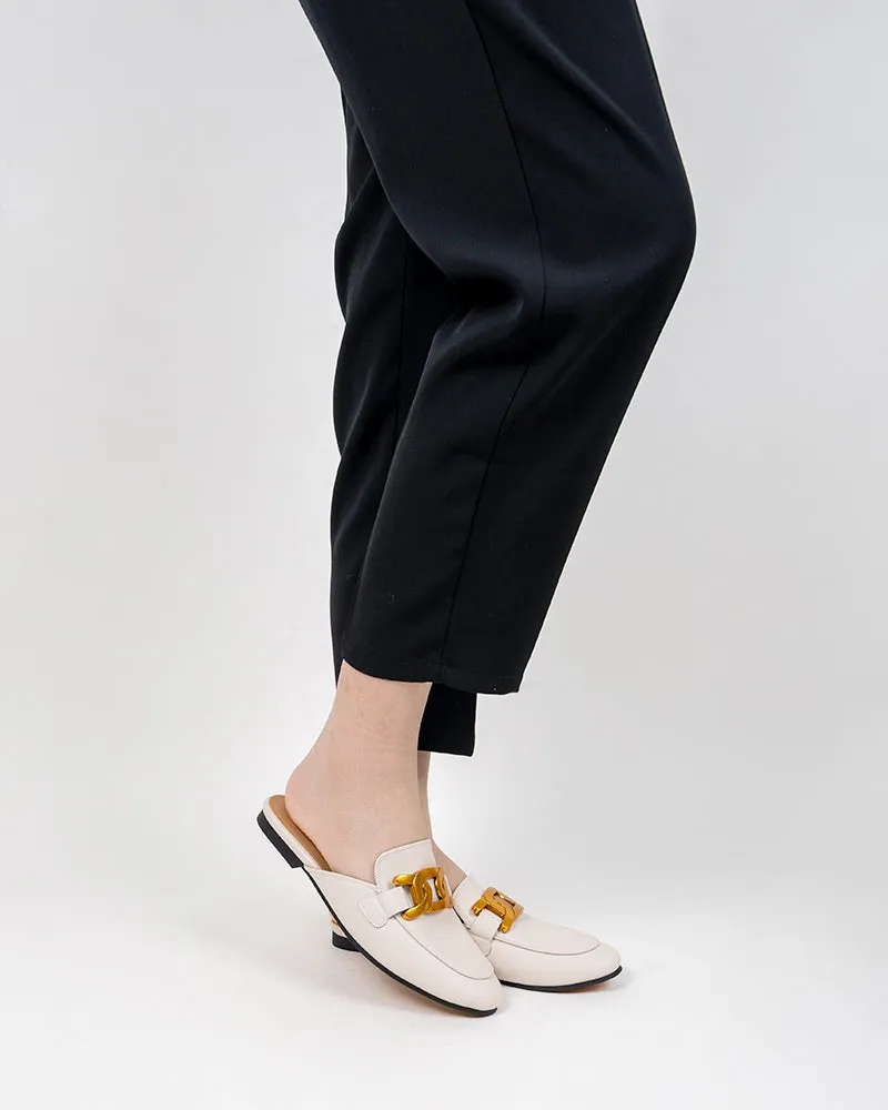 Metal Chain Decor Backless Slip On Slides Mules