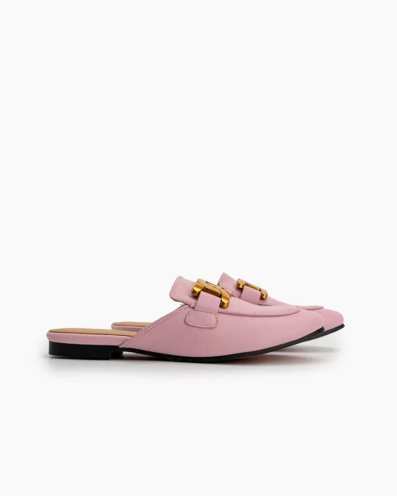 Metal Chain Decor Backless Slip On Slides Mules