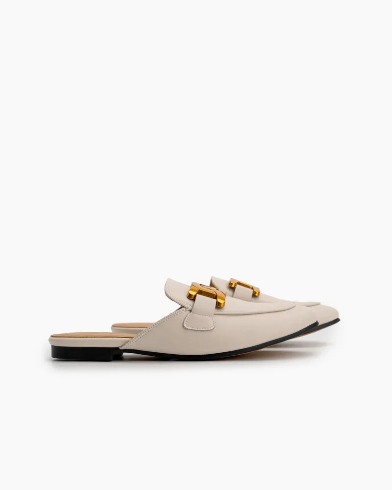 Metal Chain Decor Backless Slip On Slides Mules