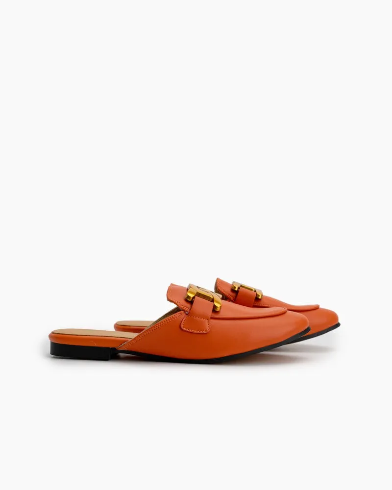 Metal Chain Decor Backless Slip On Slides Mules