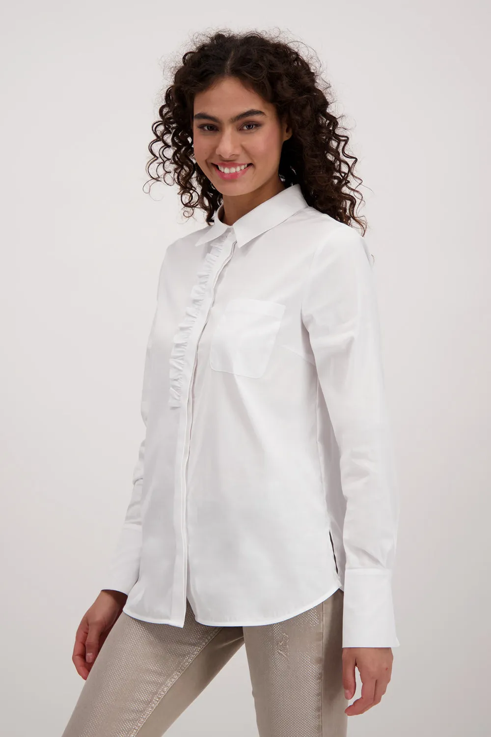 Monari L/S Collared Shirt with Frills M806566