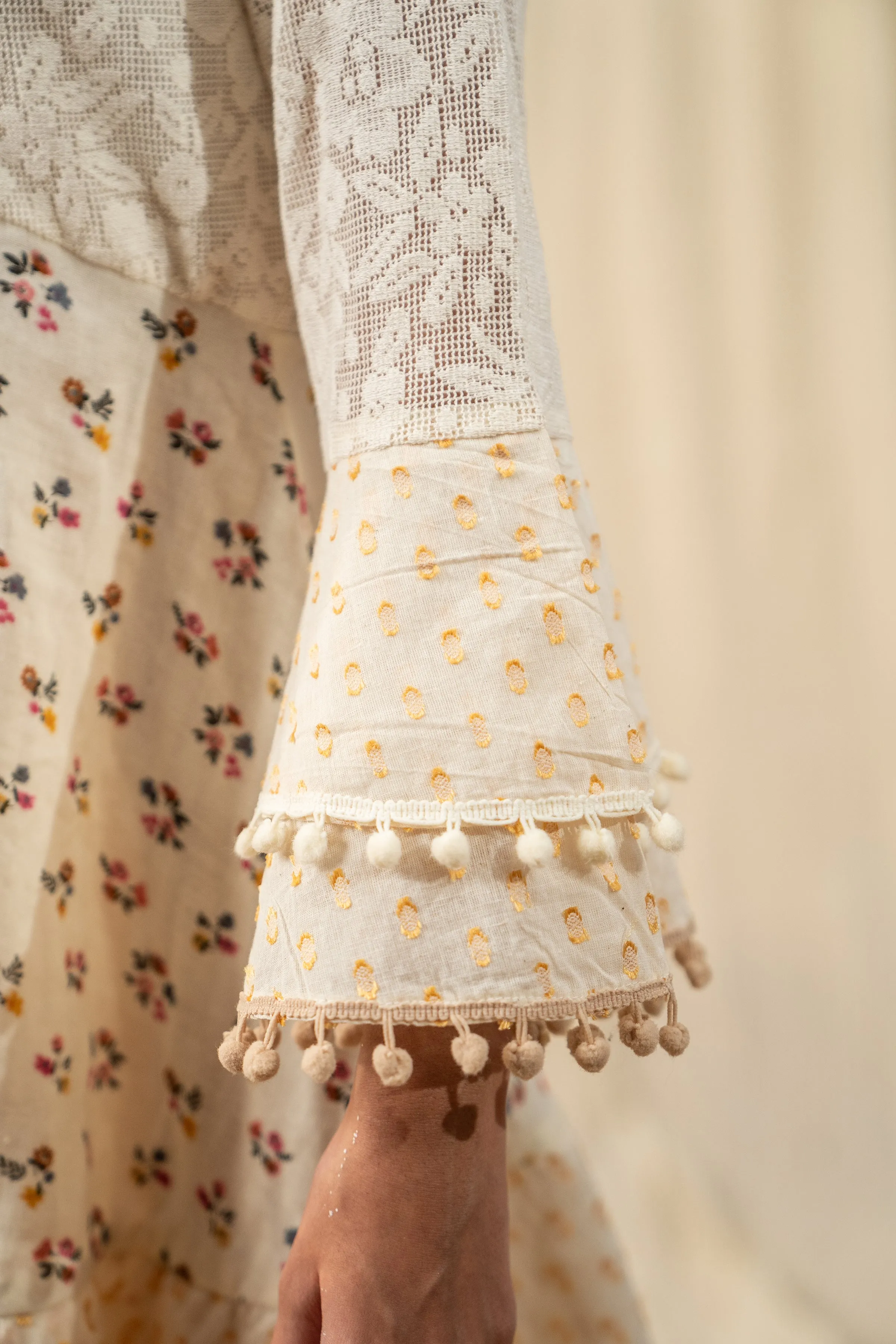 Multi Weave Off-White Printed Dress
