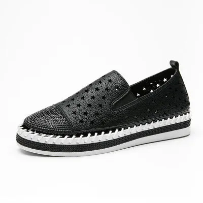 New Style Women Genuine Leather Creepers Flats