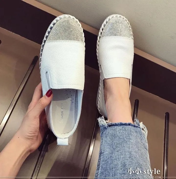 New Style Women Genuine Leather Creepers Flats