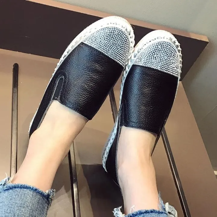 New Style Women Genuine Leather Creepers Flats