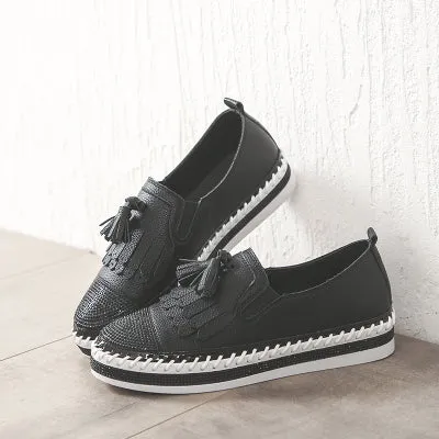New Style Women Genuine Leather Creepers Flats