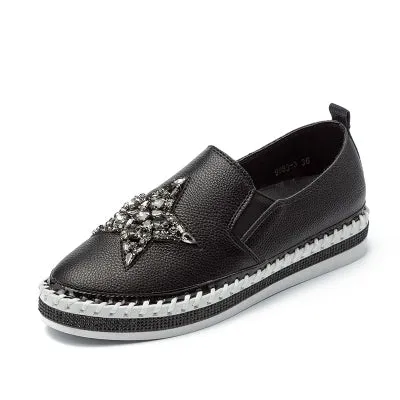 New Style Women Genuine Leather Creepers Flats