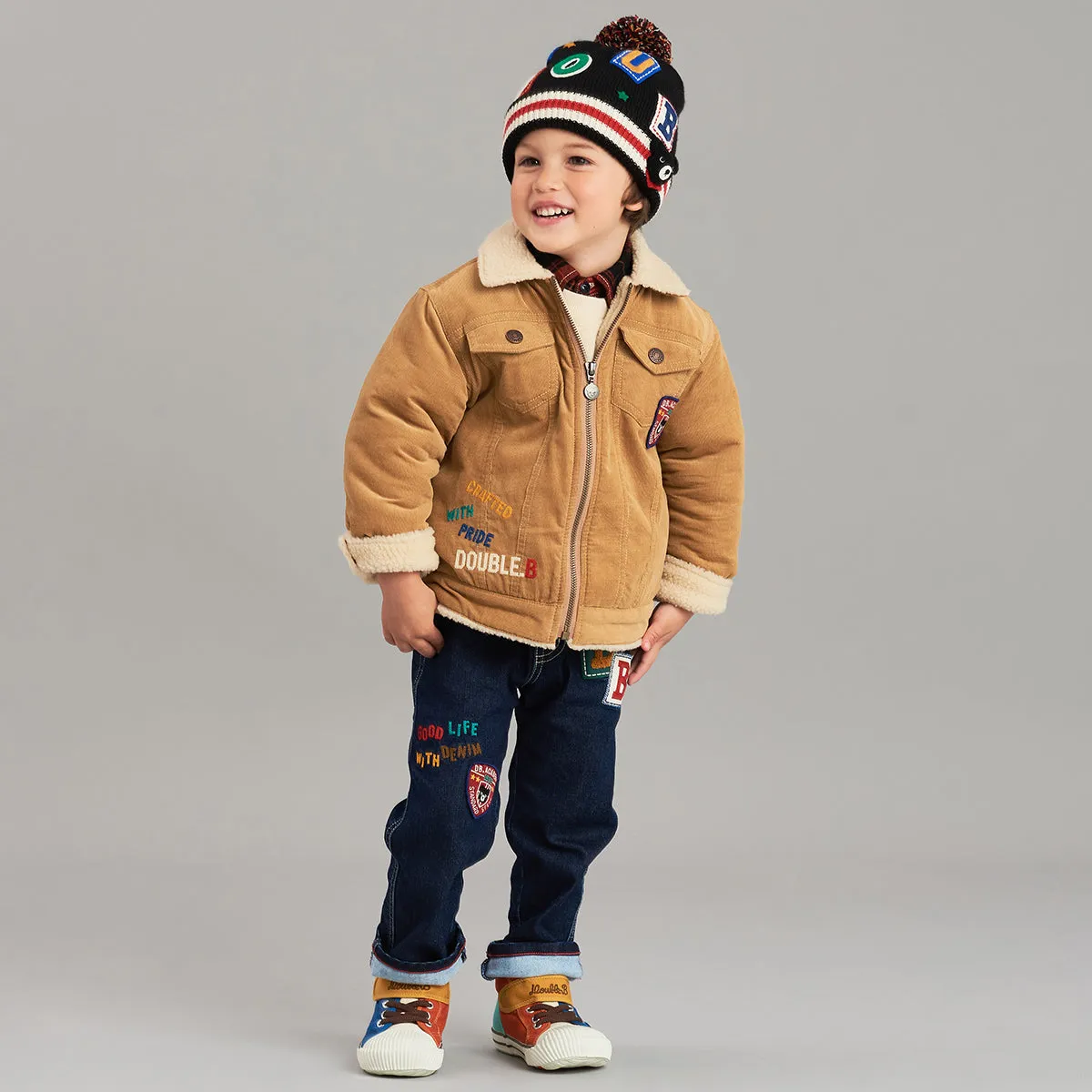 Oxford-Meets-Texture Sneakers for Kids