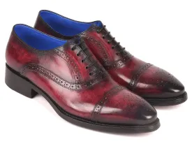 Paul Parkman Goodyear Welted Cap Toe Oxford Shoes in Bordeaux Burnished