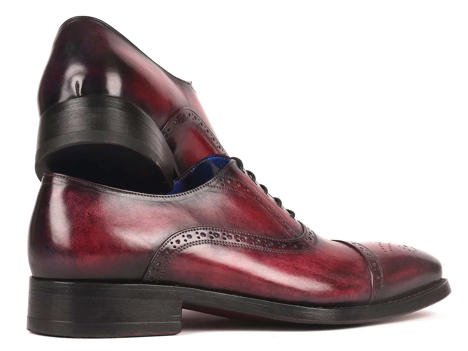 Paul Parkman Goodyear Welted Cap Toe Oxford Shoes in Bordeaux Burnished