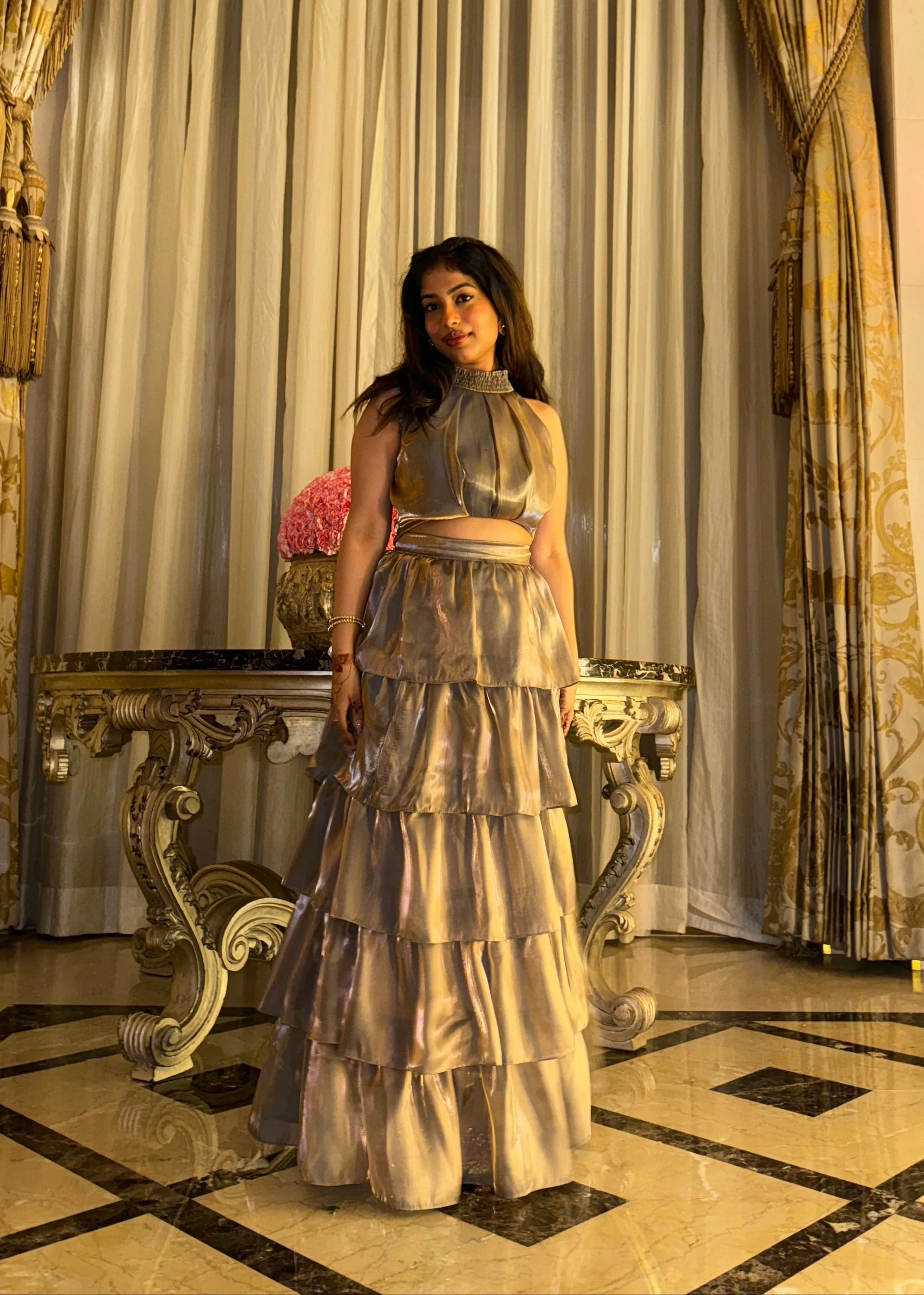 Penelope Organza Halter Top & Flared Skirt Set
