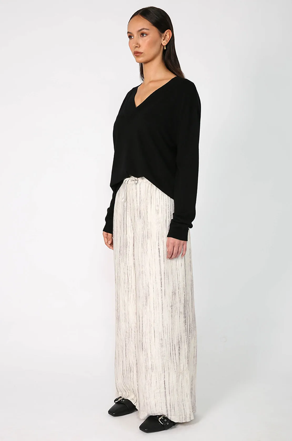 ranging contrast pant / ivory marle