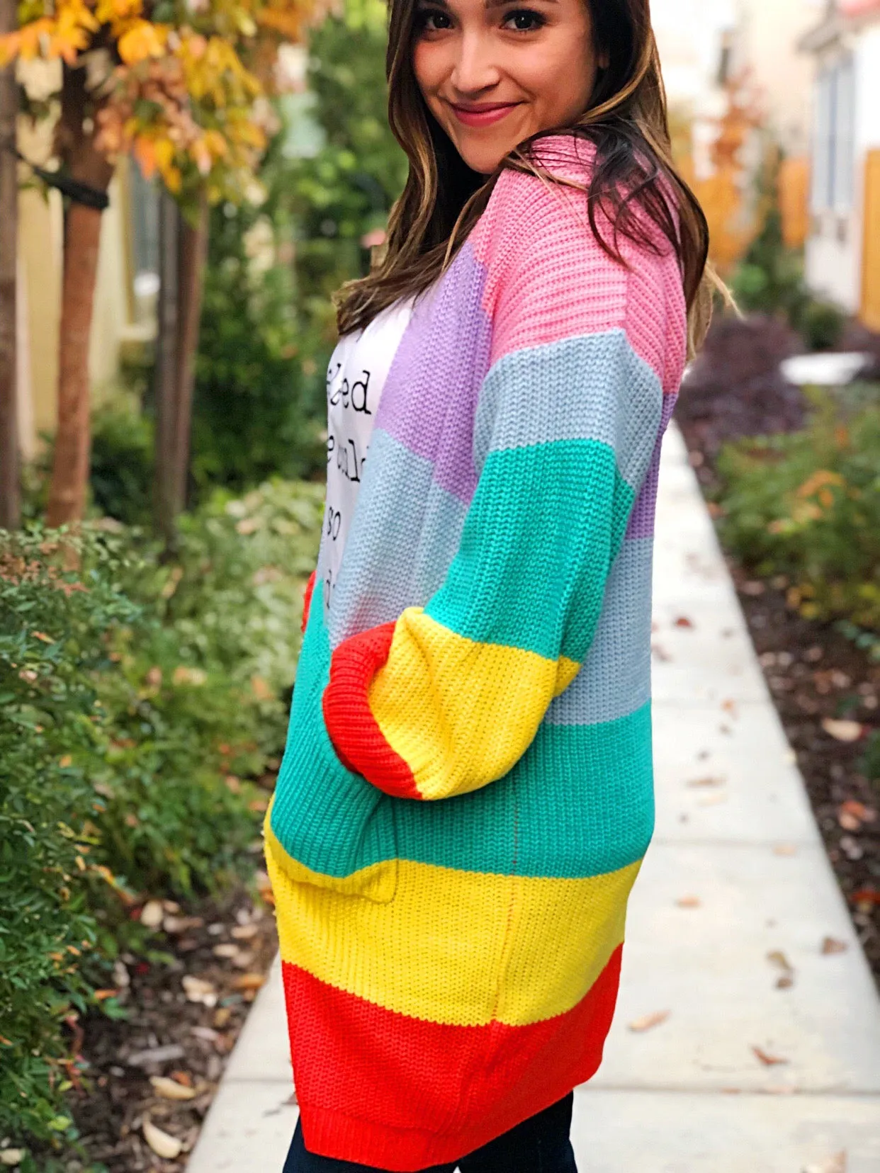 RETRO SLEEVE POCKETED CARDIGAN-MULTI-COLORED FLASH SALE 24$